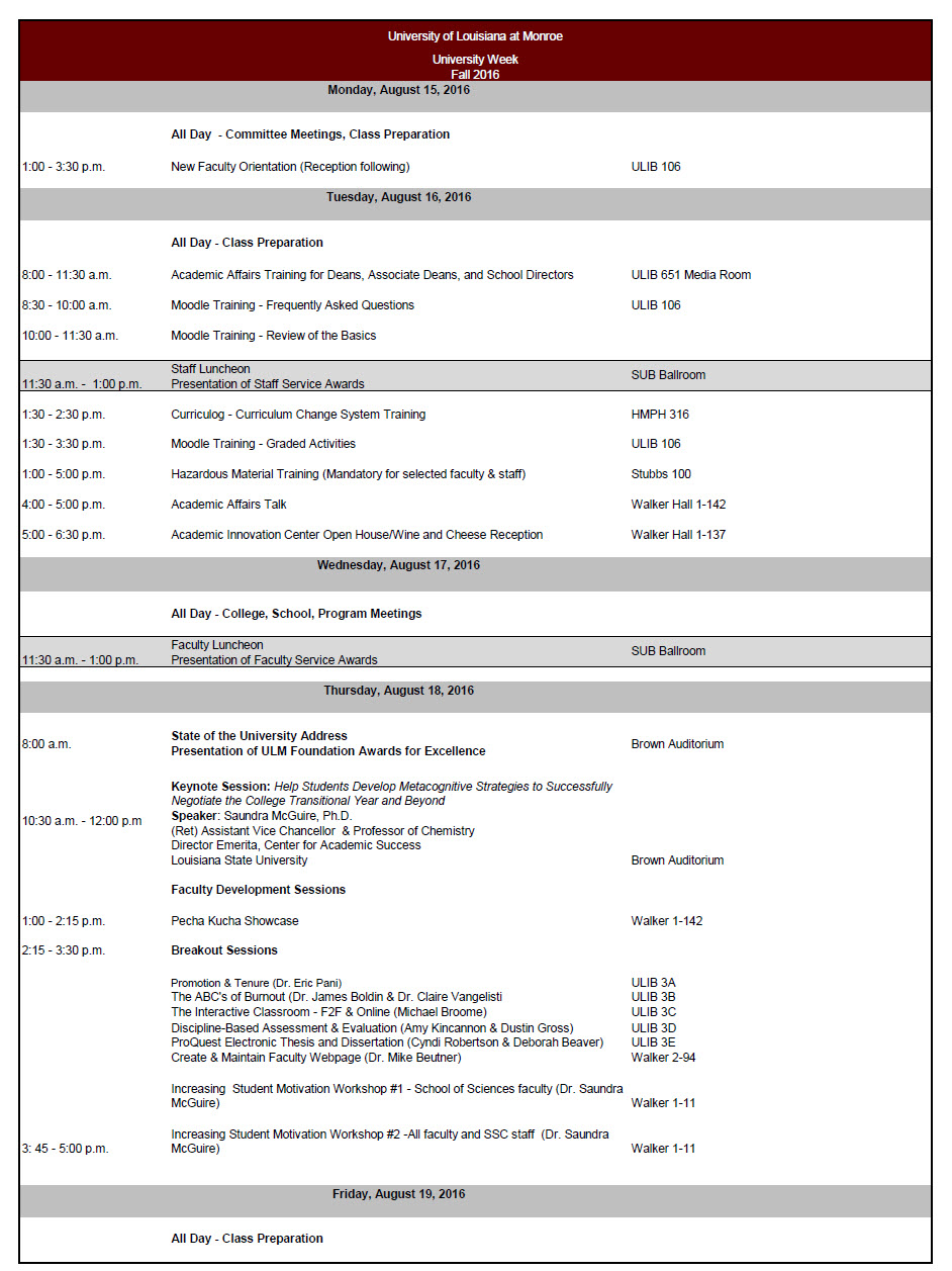image of fall schedule