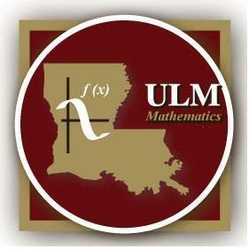 ULM mathematics graphic image of state and ULM Mathematics text