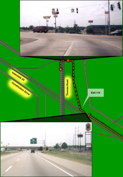 Map: I-20 Exit 114 & Thomas Rd