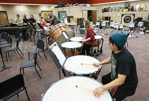 Music students practicing. 