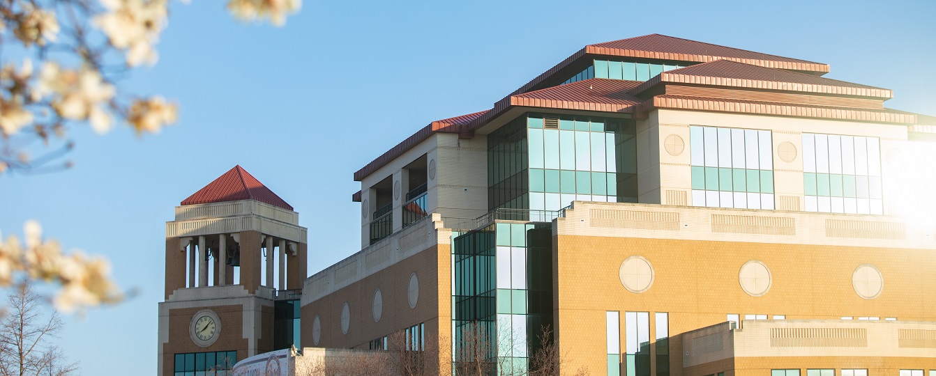 The ULM Library on a bright, blue day.