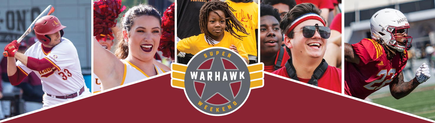 super warhawk weekend logo with athletic images
