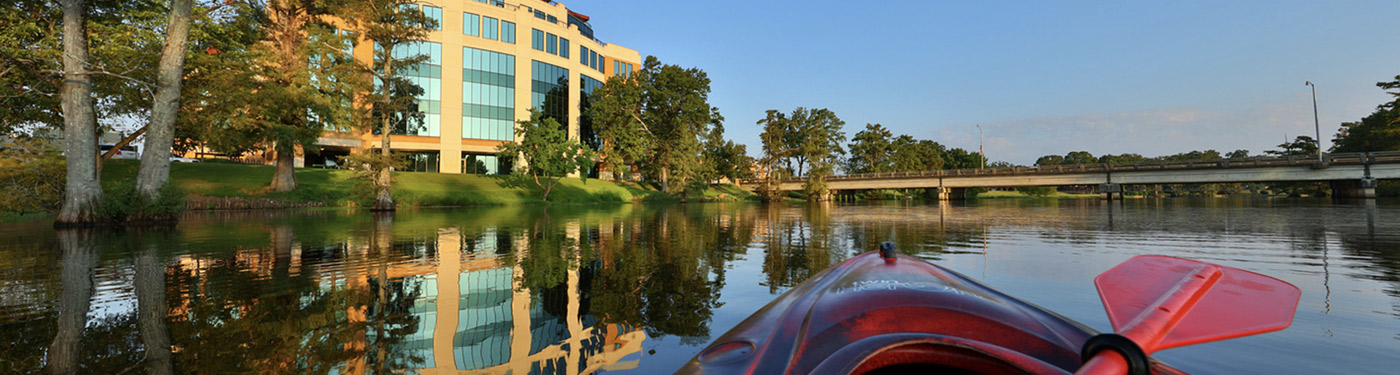 kayak resting on the bayou