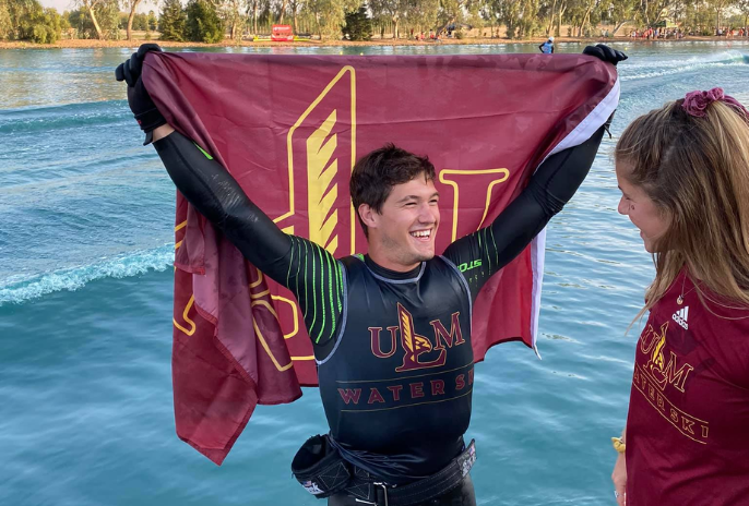 water ski - guy holding flag