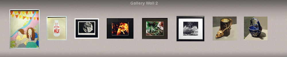 graphic rendering of gallery wall with art pieces