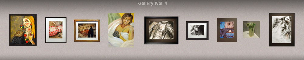 graphic rendering of gallery wall with art pieces