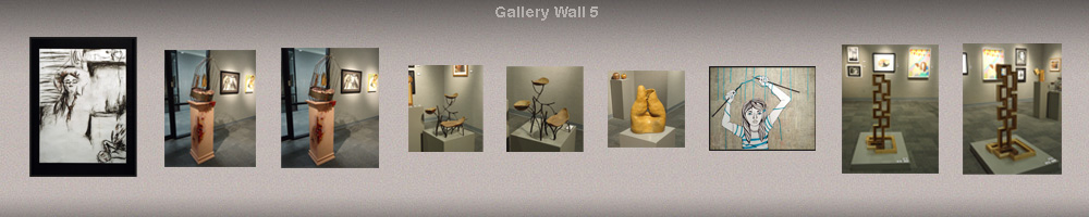 graphic rendering of gallery wall with art pieces