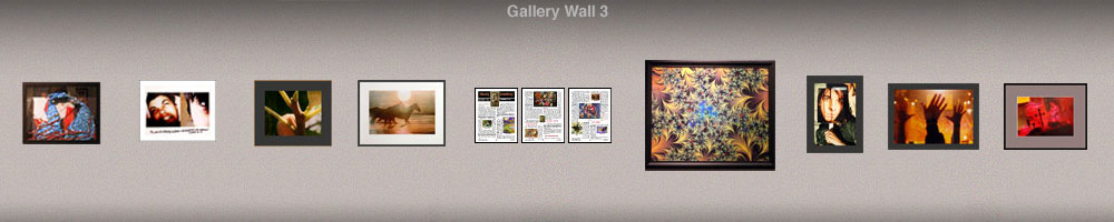 graphic rendering of gallery wall with art pieces