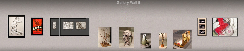 graphic rendering of gallery wall with art pieces