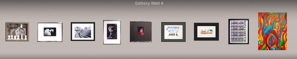 graphic rendering of gallery wall with art pieces