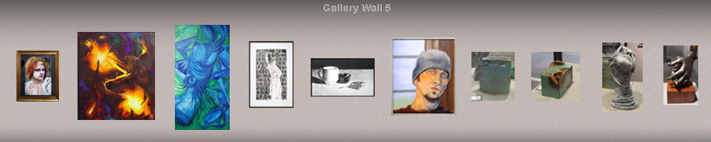 graphic rendering of gallery wall with art pieces