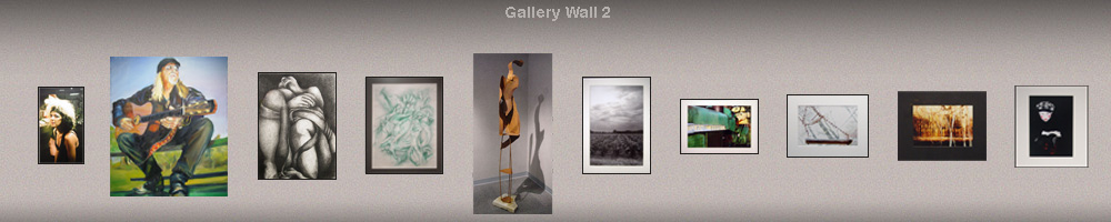 graphic rendering of gallery wall with art pieces