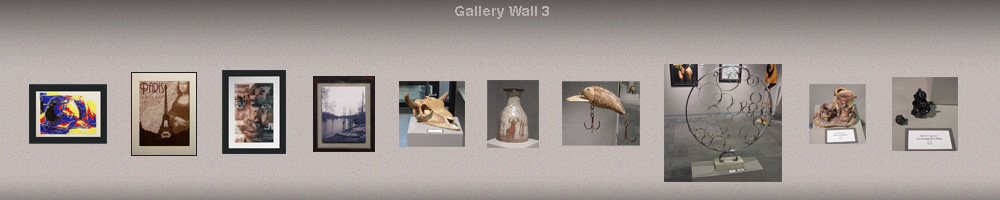 graphic rendering of gallery wall with art pieces