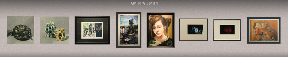 graphic rendering of gallery wall with art pieces