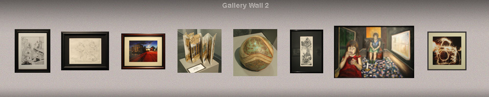 graphic rendering of gallery wall with art pieces