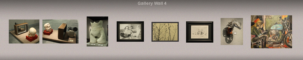 graphic rendering of gallery wall with art pieces