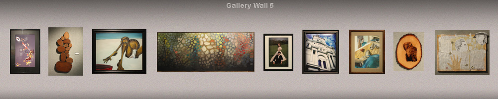 graphic rendering of gallery wall with art pieces