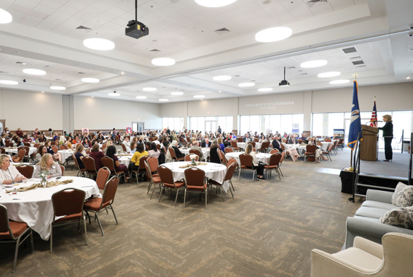 main ballroom with speaker and seating