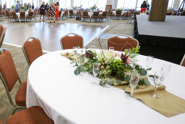 table set up with center piece
