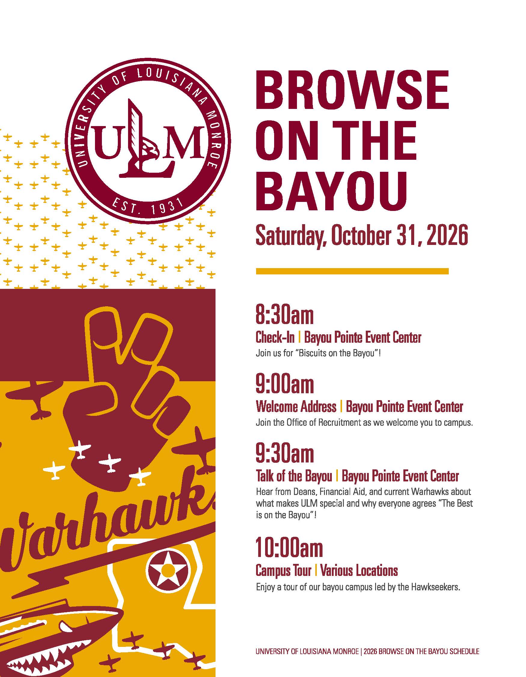 Schedule for October 2026 Browse on the Bayou
