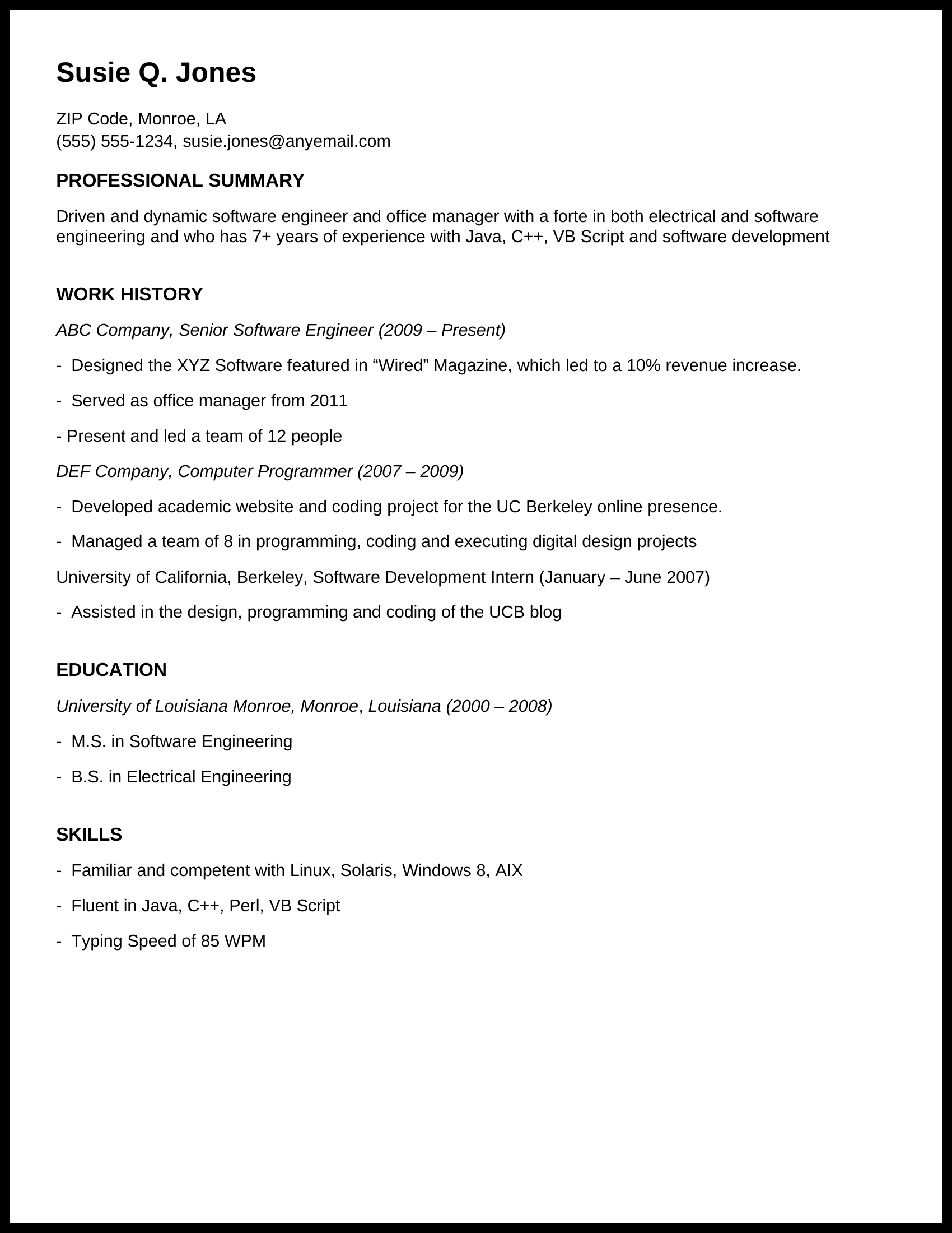 ATS Compliant Resume