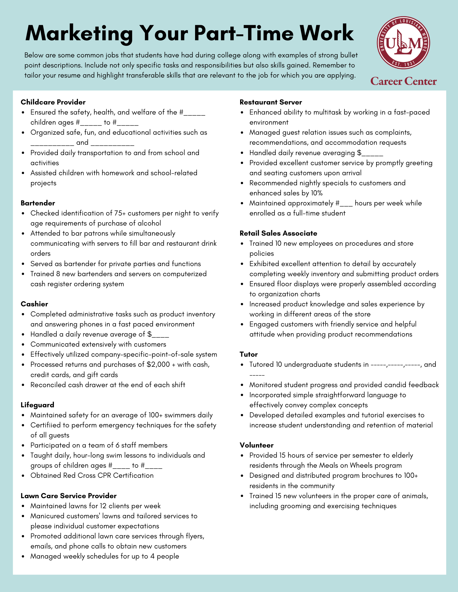Marketing Your Part-Time Work