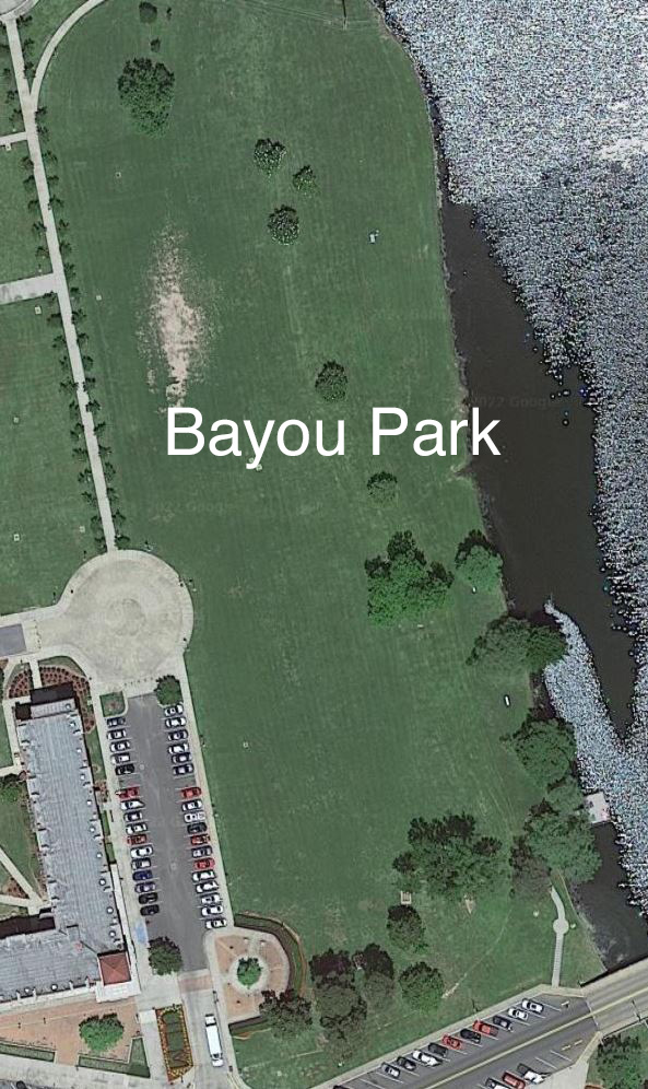 aerial view of bayou park