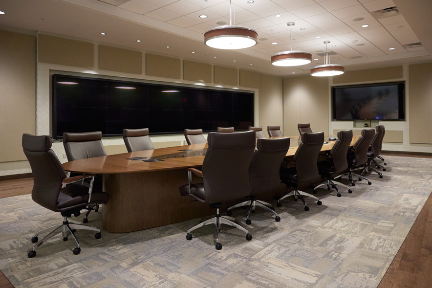 board room with table and chairs