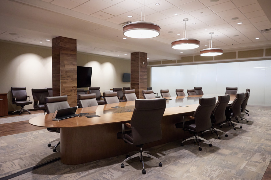 board room with table and chairs