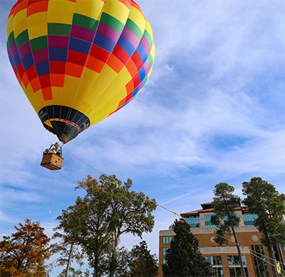 hot air balloon on campus