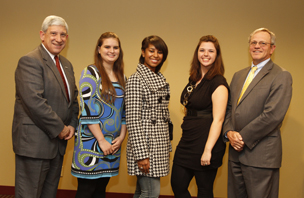 Winners with President Nick Bruno and Provost Steve Richtors