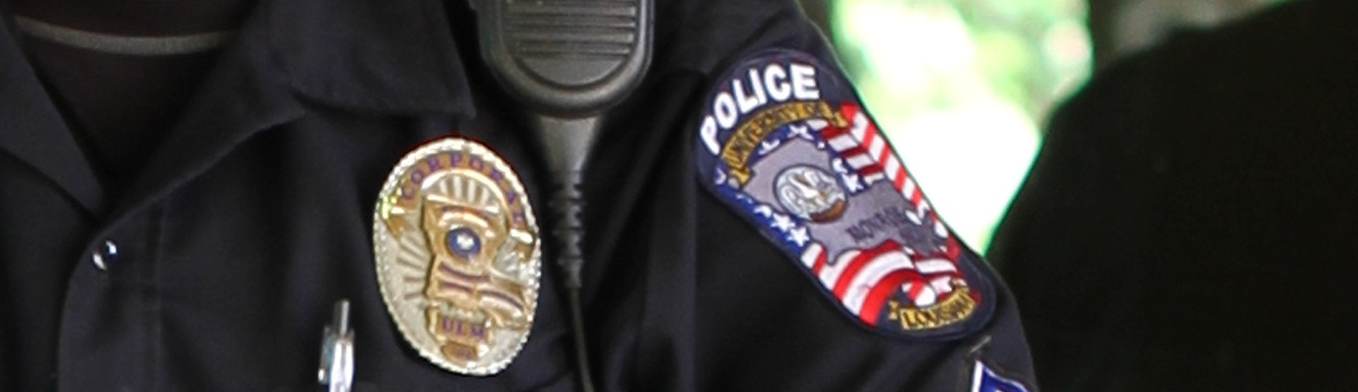 close up on police uniform and badge