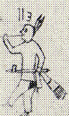 1897--Indian with pipe in one hand and long thin object in the other