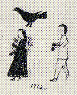 1914--Woman with name symbol of black bird standing with man