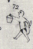 1856--Man with bow in one hand, pail in other