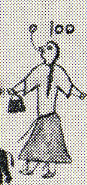 1884--Woman carrying handbag with name symbol of a red hailstone above her head
