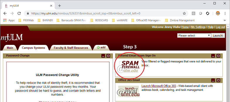 spam firewall image link button in my ULM