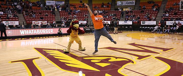 #slide5 Ace during ULM basketball halftime festivities