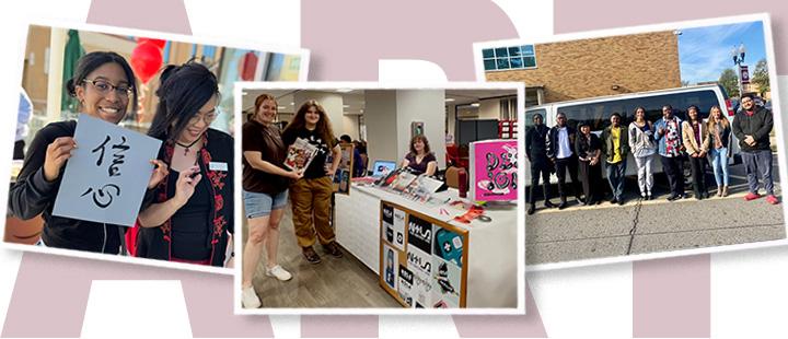 #slide2 Student Creative Agency graphic design students showcase work at campus events and travel to a competitive website design contest.