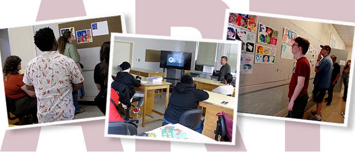 Faculty and students engage in group critiques and gain industry insights from a guest artist presentation.