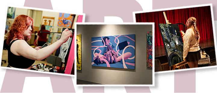 #slide2 Art students bring diverse still life and interior scenes to life on canvas during the studio painting session.