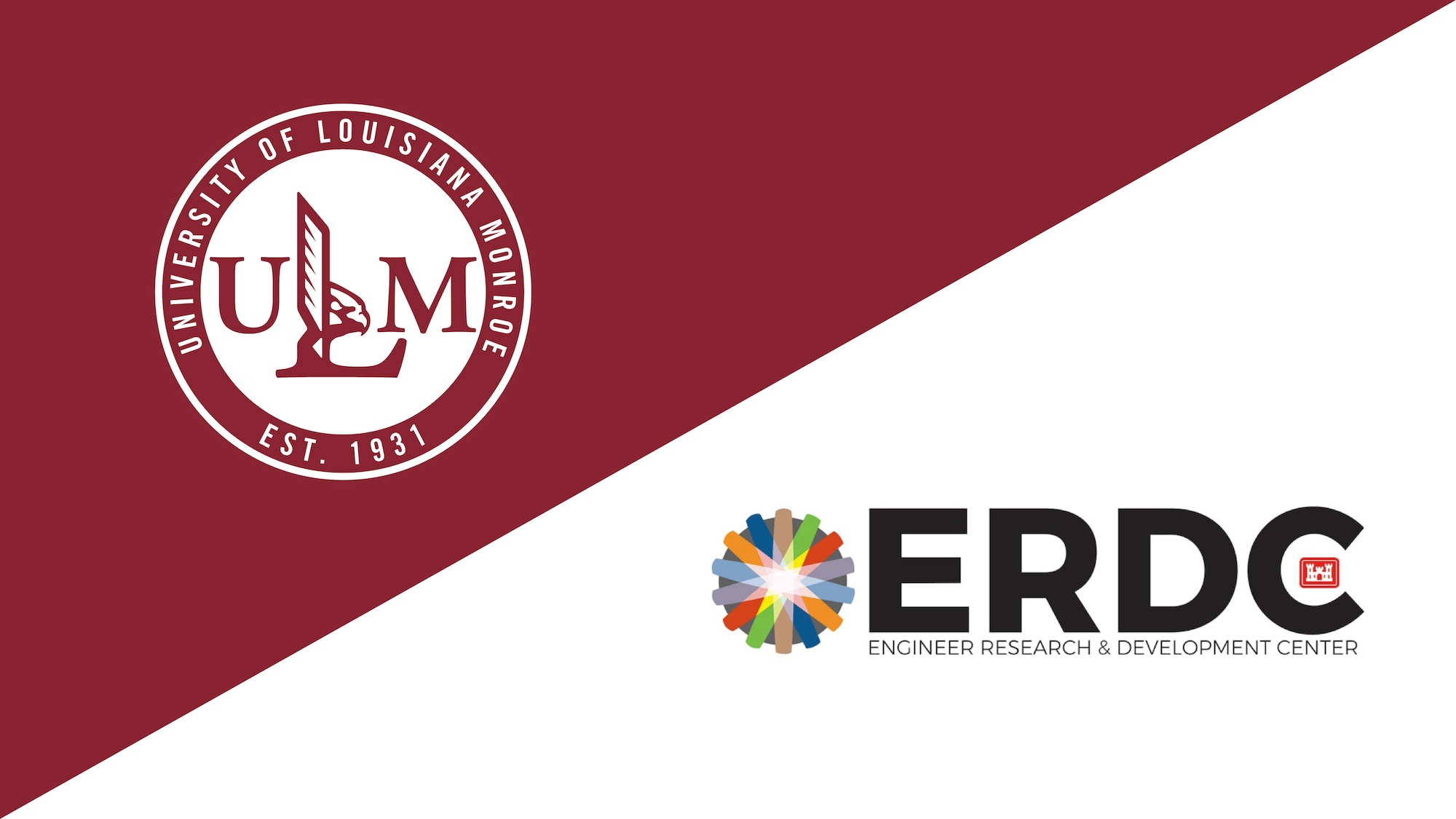 University of Louisiana Monroe logo with U.S. Army Engineer Research and Development Center logo
