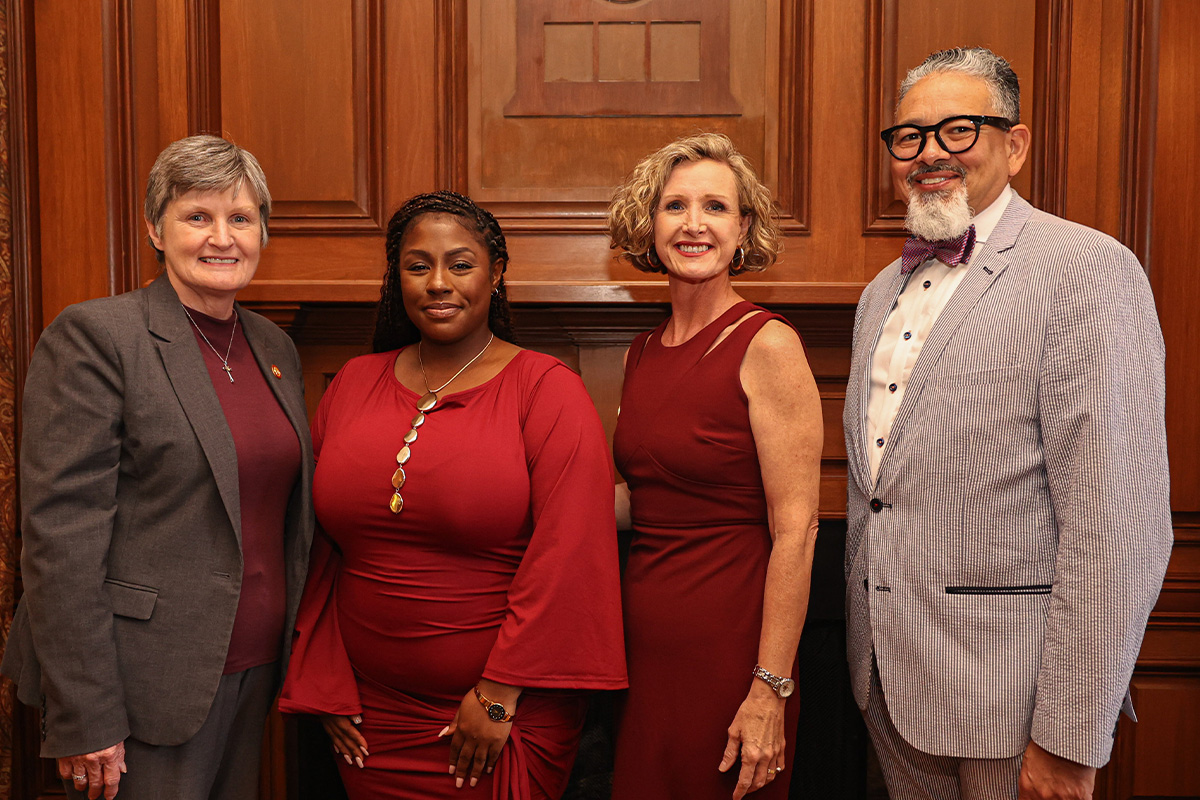 Administrators from ULM, StudyNPlay and the UL System pose at the signing of an MOU. 