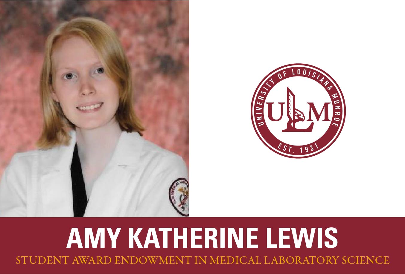 ULM Foundation receives $50K donation to create the Amy Katherine Lewis Student Award Endowment in Medical Laboratory Science