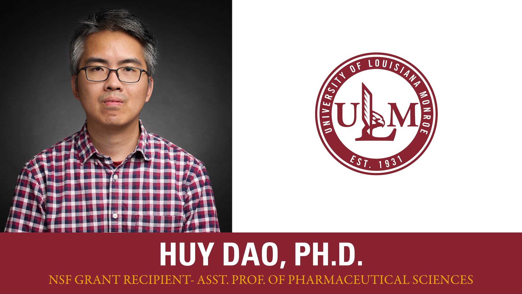 Huy Dao, Ph.D. NSF Grant Recipient Assistant Professor of Pharmaceutical Sciences