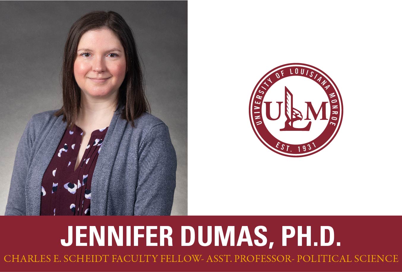 ULM assistant professor named Charles E. Scheidt Faculty Fellow
