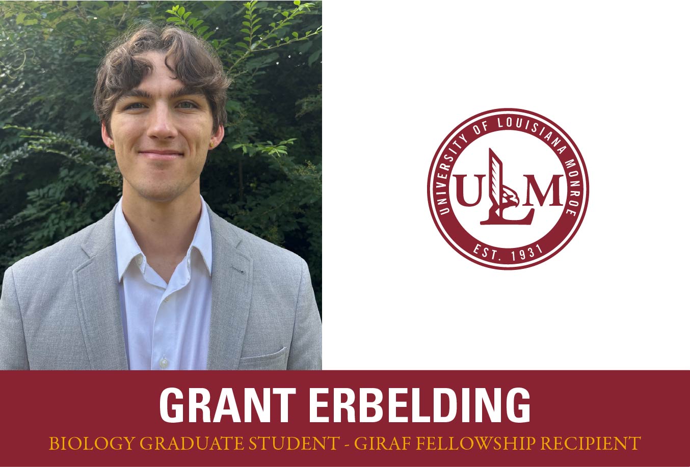 ULM biology graduate student receives $10K fellowship for wetland research