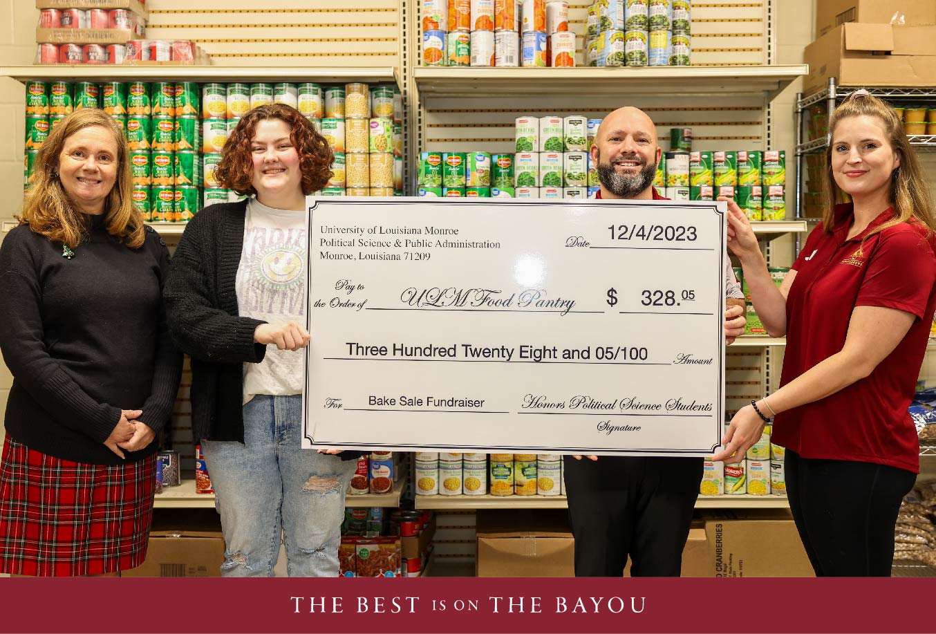 ULM Political Science students make donation to campus food pantry