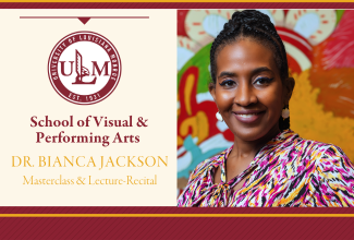Vocalist Dr. Bianca Jackson in residency at ULM School of Visual and Performing Arts Feb. 25-27