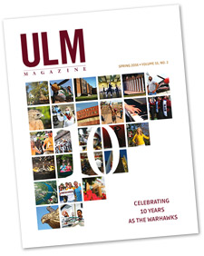 SPRING 2016 edition of the ULM Magazine spring 2016 cover art
